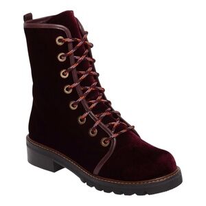 Stuart Weitzman Metermaid boots — Bordeaux Velvet